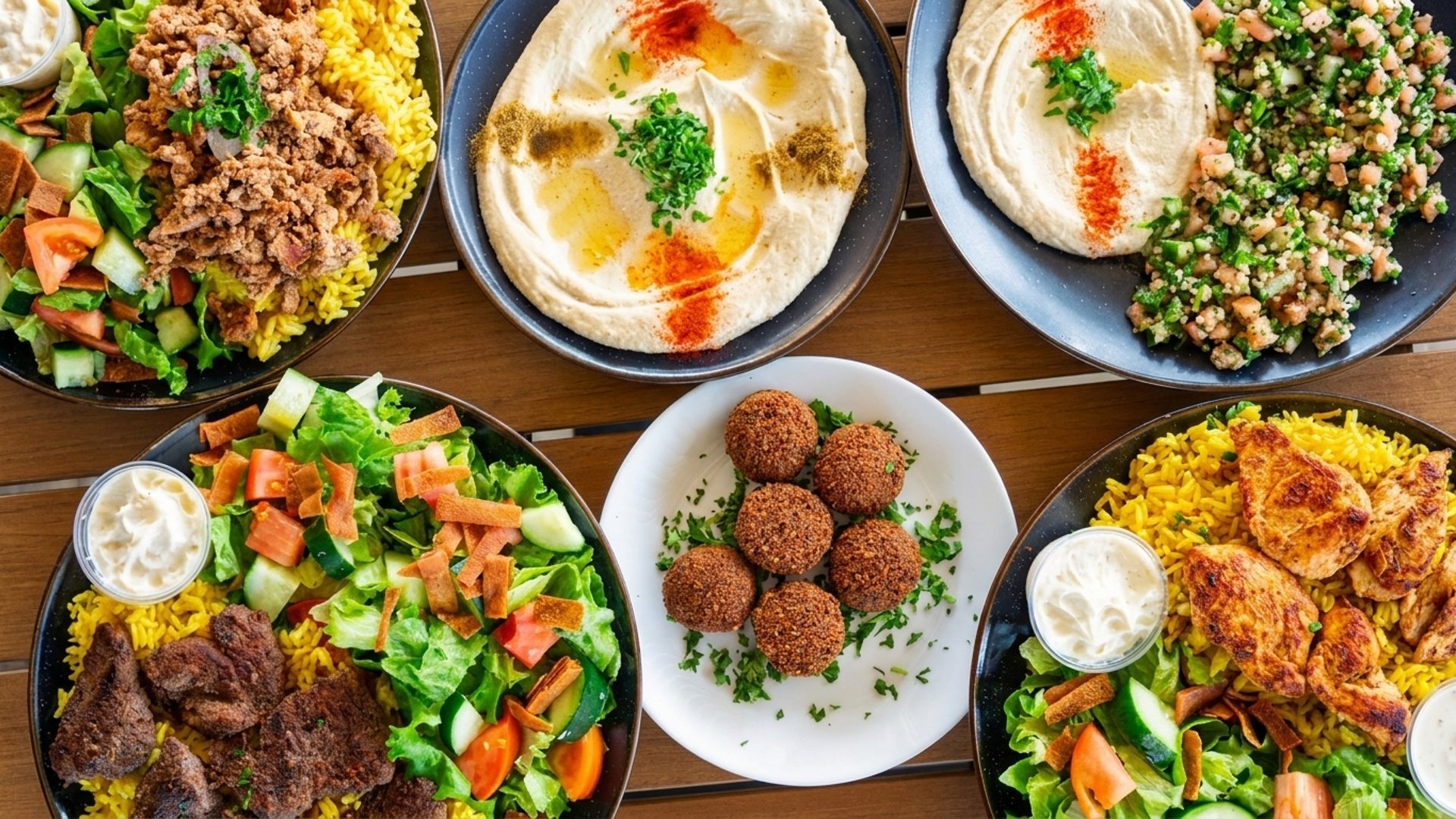 Mediterranean dishes, halal beef burgers