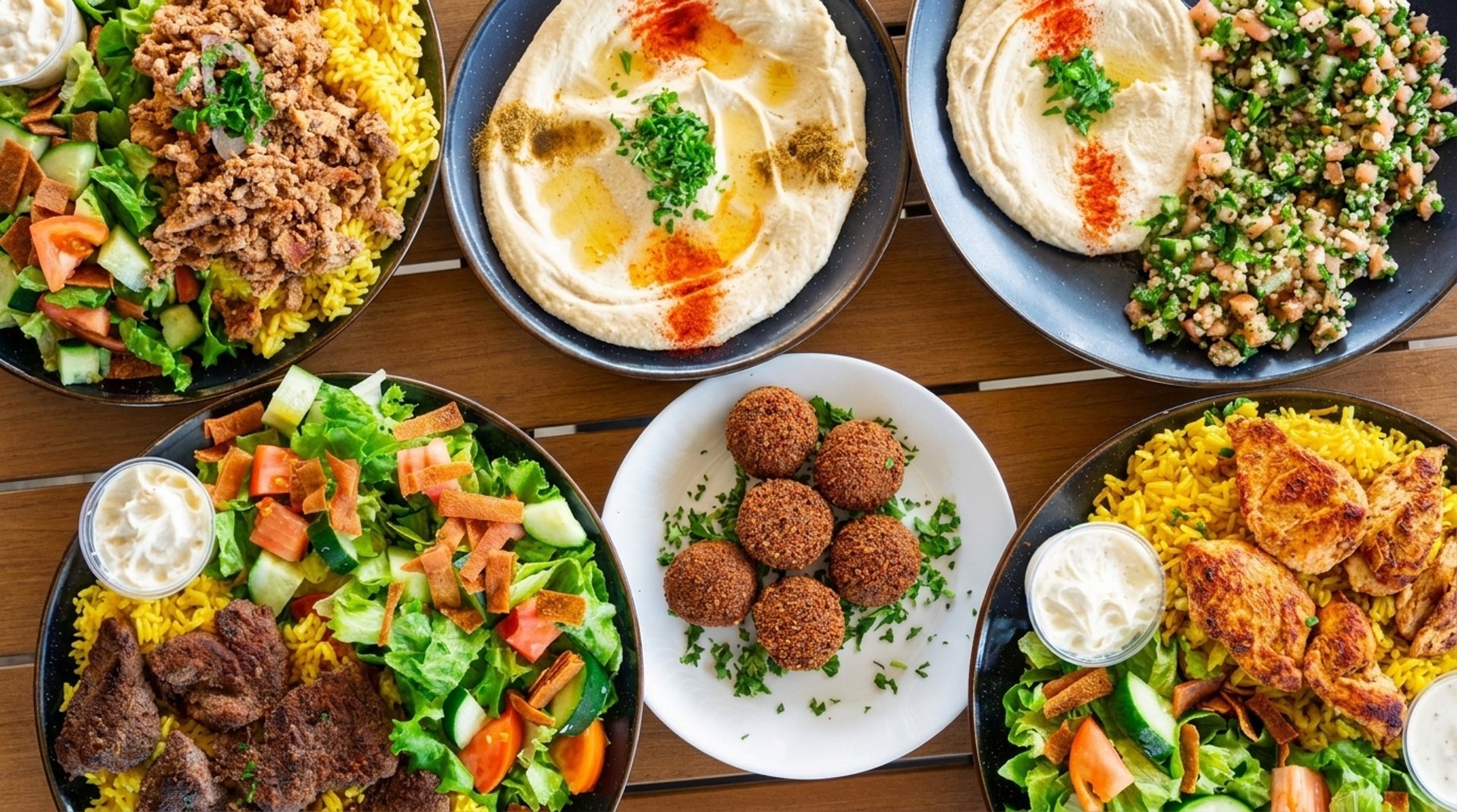Mediterranean dishes, halal beef burgers